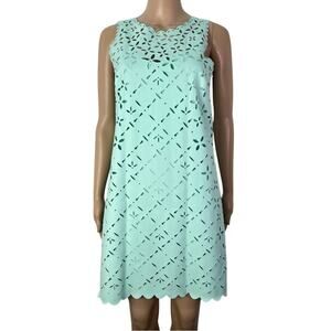 J. Crew Floral Laser Cut Sleeveless Seafoam Green Spring Summer Mini Shift Dress